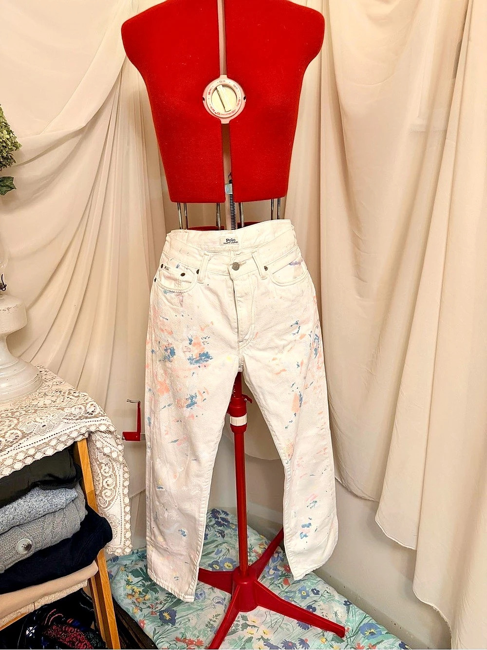 Rare: Polo Ralph Lauren Avery Boyfriend Paint Splatter Boyfriend Jeans Waist 26